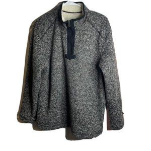 Orvis Outdoors Mens Size M 1/4 Zip Long Sleeve Sherpa Lined Casual Pullover Gray